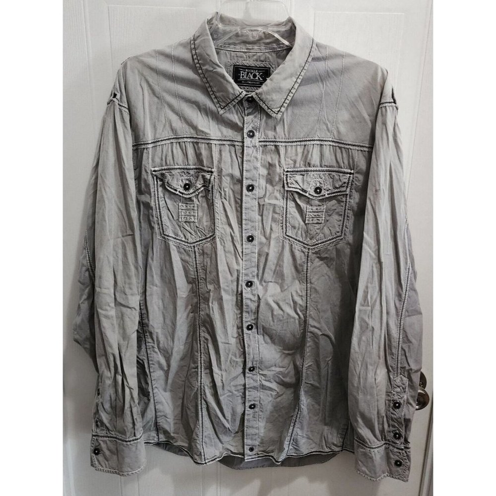 Buckle Black Athletic Fit Strength Embroidered Long Sleeve Button Up Shirt Sz XL